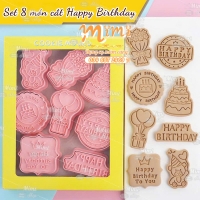 Sét 8 khuôn nhấn HPBD cutter bánh cookie nhấn đậu